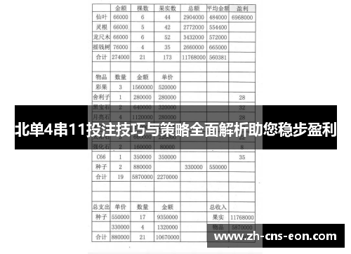 北单4串11投注技巧与策略全面解析助您稳步盈利