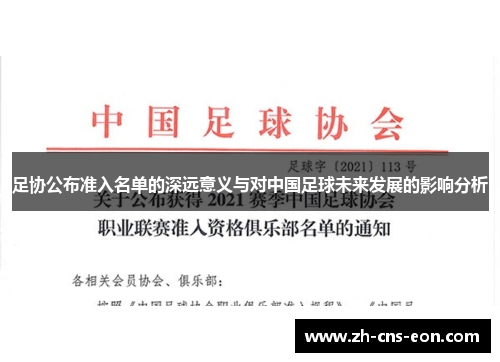 足协公布准入名单的深远意义与对中国足球未来发展的影响分析